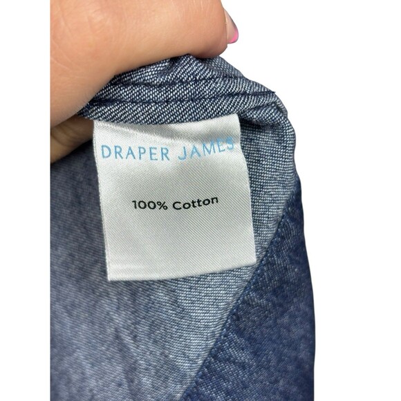 Draper James Womens Size 10 Denim Chambray Dress Ruffle Front Bell Sleeve - Picture 7 of 14